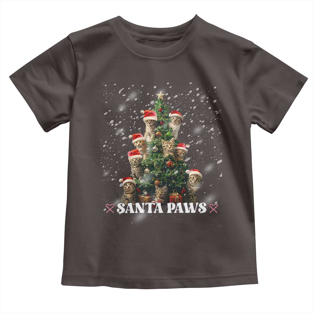 Christmas Cat Baby Shirt Santa Paw And Claw Cats Xmas Tree TS09 Dark Chocolate Print Your Wear