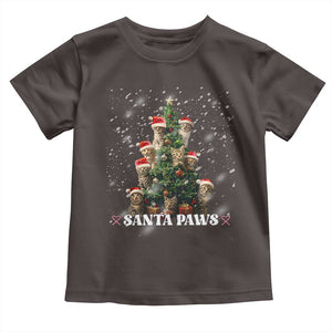 Christmas Cat Baby Shirt Santa Paw And Claw Cats Xmas Tree TS09 Dark Chocolate Print Your Wear