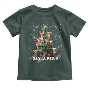 Christmas Cat Baby Shirt Santa Paw And Claw Cats Xmas Tree TS09 Dark Forest Green Print Your Wear