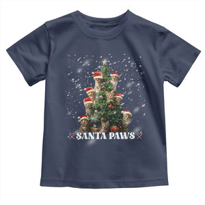 Christmas Cat Baby Shirt Santa Paw And Claw Cats Xmas Tree TS09 Navy Print Your Wear