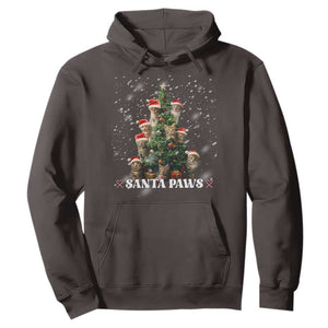 Christmas Cat Hoodie Santa Paw And Claw Cats Xmas Tree TS09 Dark Chocolate Print Your Wear