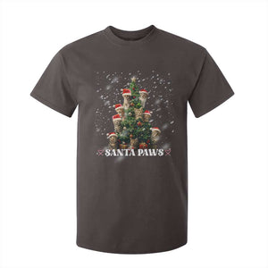 Christmas Cat T Shirt For Kid Santa Paw And Claw Cats Xmas Tree TS09 Dark Chocolate Print Your Wear