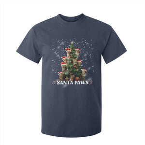 Christmas Cat T Shirt For Kid Santa Paw And Claw Cats Xmas Tree TS09 Navy Print Your Wear