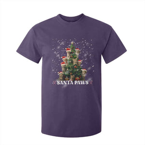 Christmas Cat T Shirt For Kid Santa Paw And Claw Cats Xmas Tree TS09 Purple Print Your Wear