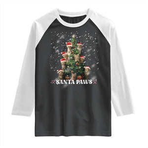 Christmas Cat Raglan Shirt Santa Paw And Claw Cats Xmas Tree TS09 Black White Print Your Wear
