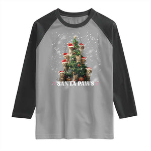Christmas Cat Raglan Shirt Santa Paw And Claw Cats Xmas Tree TS09 Sport Gray Black Print Your Wear