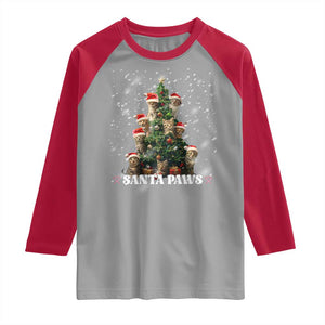 Christmas Cat Raglan Shirt Santa Paw And Claw Cats Xmas Tree TS09 Sport Gray Red Print Your Wear