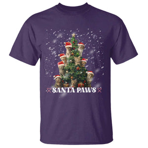 Christmas Cat T Shirt Santa Paw And Claw Cats Xmas Tree TS09 Purple Print Your Wear
