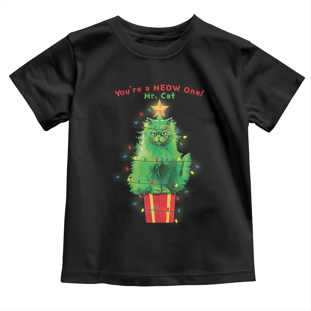 Funny Christmas Cat Baby Shirt You Are A Meow One Mr. Cat Green Cat TS09 Black Print Your Wear