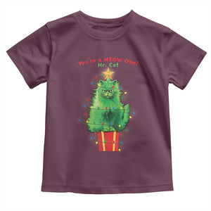 Funny Christmas Cat Baby Shirt You Are A Meow One Mr. Cat Green Cat TS09 Maroon Print Your Wear