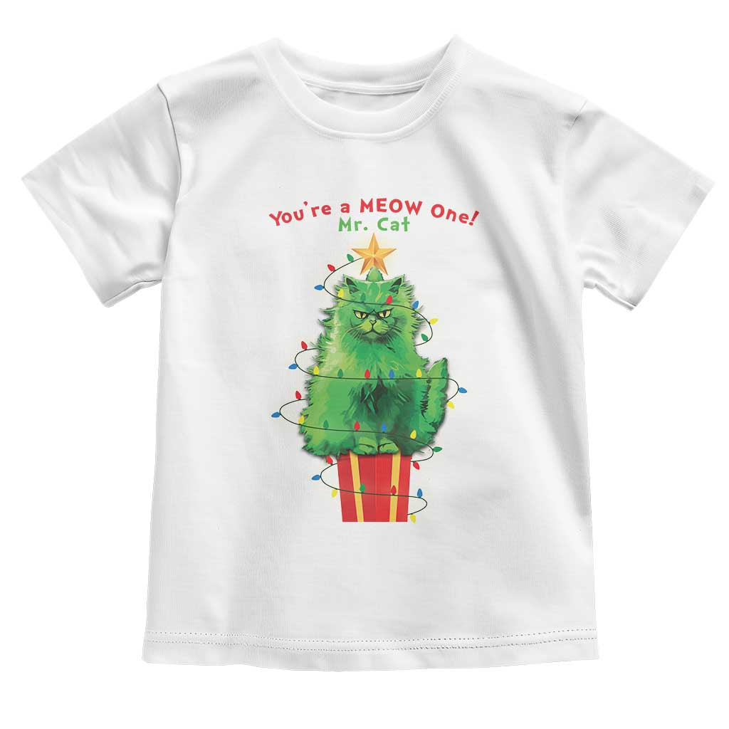 Funny Christmas Cat Baby Shirt You Are A Meow One Mr. Cat Green Cat TS09 White Print Your Wear