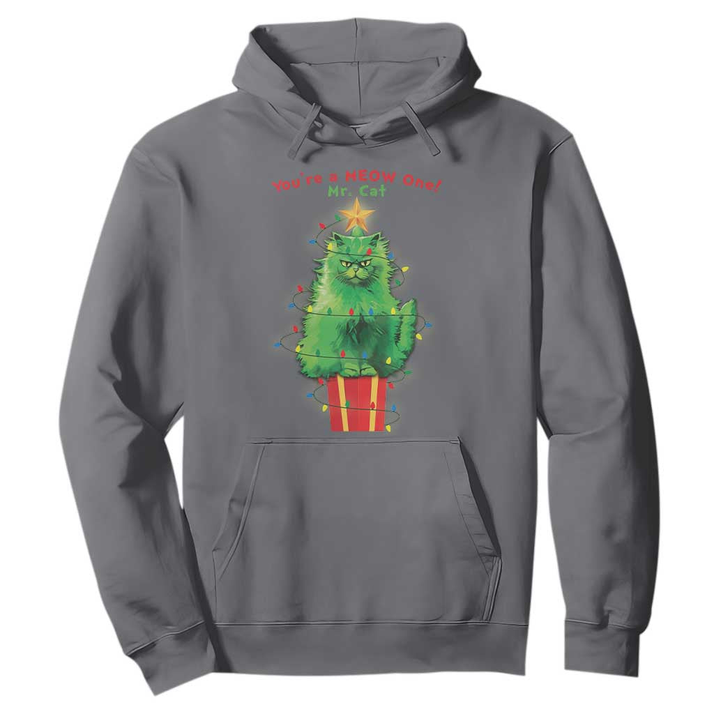 Funny Christmas Cat Hoodie You Are A Meow One Mr. Cat Green Cat TS09 Charcoal Print Your Wear