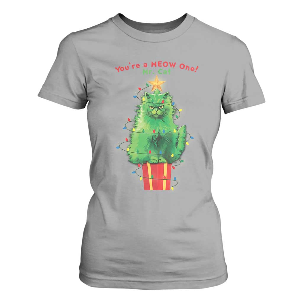 Funny Christmas Cat T Shirt For Women You Are A Meow One Mr. Cat Green Cat TS09 Sport Gray Print Your Wear