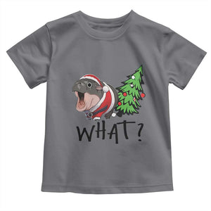 Funny Christmas Moo Deng Baby Shirt What Baby Hippo Pushing Christmas Tree TS09 Charcoal Print Your Wear