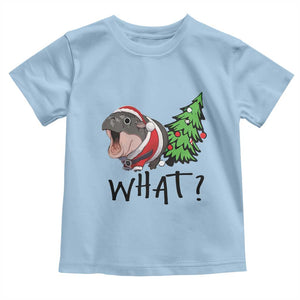 Funny Christmas Moo Deng Baby Shirt What Baby Hippo Pushing Christmas Tree TS09 Light Blue Print Your Wear