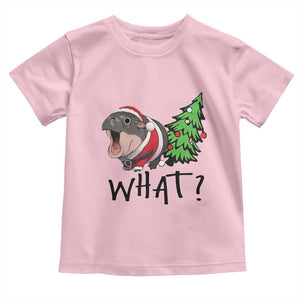 Funny Christmas Moo Deng Baby Shirt What Baby Hippo Pushing Christmas Tree TS09 Light Pink Print Your Wear