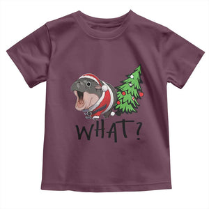 Funny Christmas Moo Deng Baby Shirt What Baby Hippo Pushing Christmas Tree TS09 Maroon Print Your Wear