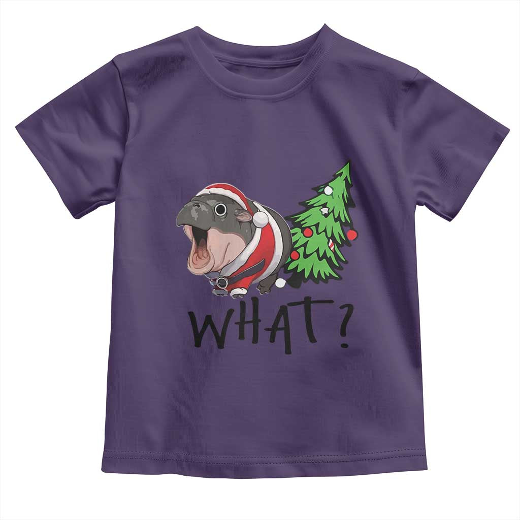 Funny Christmas Moo Deng Baby Shirt What Baby Hippo Pushing Christmas Tree TS09 Purple Print Your Wear