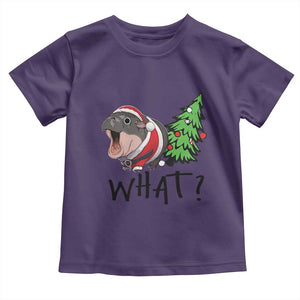 Funny Christmas Moo Deng Baby Shirt What Baby Hippo Pushing Christmas Tree TS09 Purple Print Your Wear