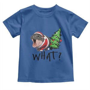 Funny Christmas Moo Deng Baby Shirt What Baby Hippo Pushing Christmas Tree TS09 Royal Blue Print Your Wear