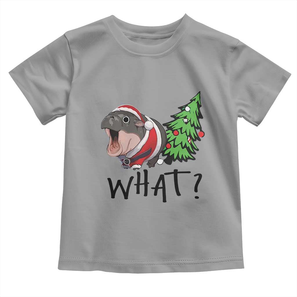Funny Christmas Moo Deng Baby Shirt What Baby Hippo Pushing Christmas Tree TS09 Sport Gray Print Your Wear