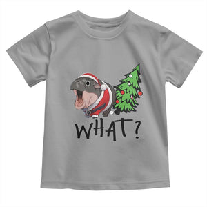 Funny Christmas Moo Deng Baby Shirt What Baby Hippo Pushing Christmas Tree TS09 Sport Gray Print Your Wear