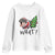 Funny Christmas Moo Deng Youth Sweatshirt What Baby Hippo Pushing Christmas Tree TS09 White Print Your Wear