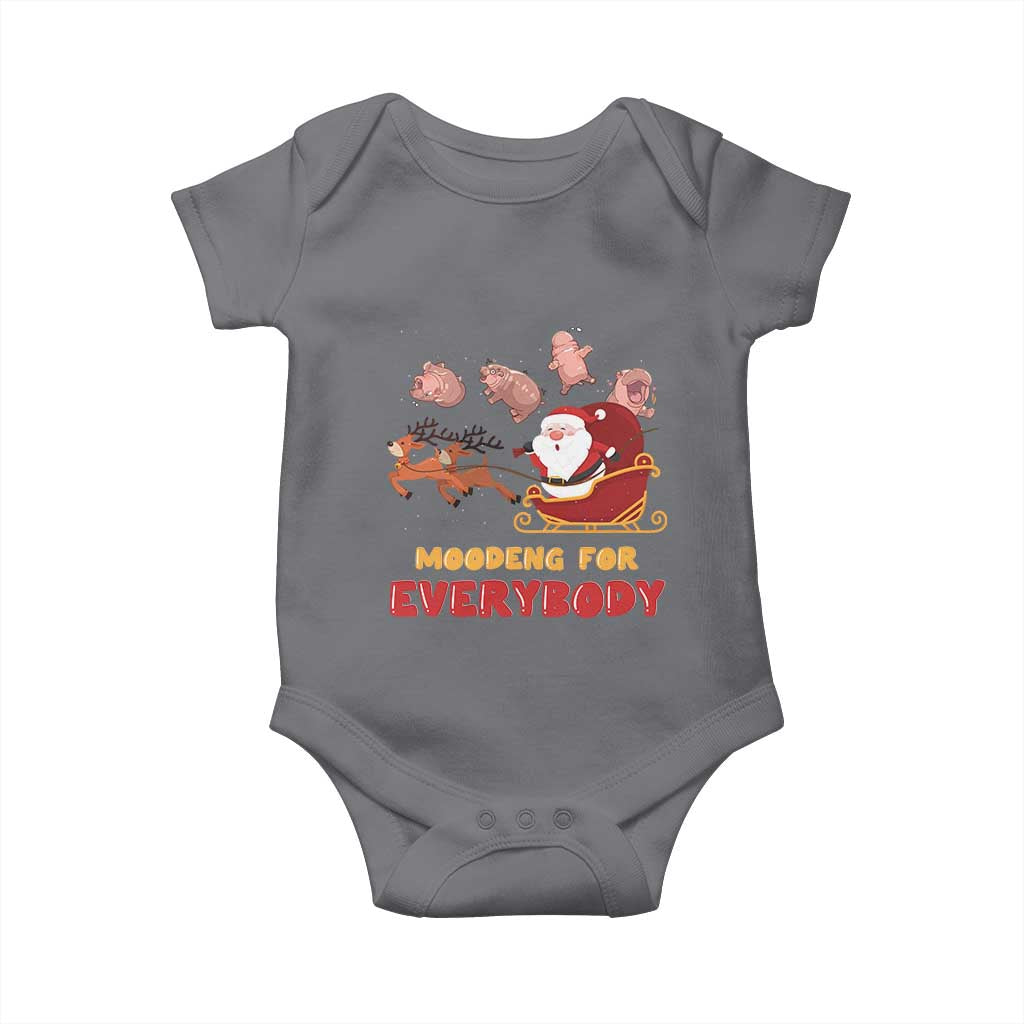 Funny Christmas Moo Deng For Everyone Baby Onesie Cute Baby Hippo Santa Reindeer TS09 Charcoal Print Your Wear