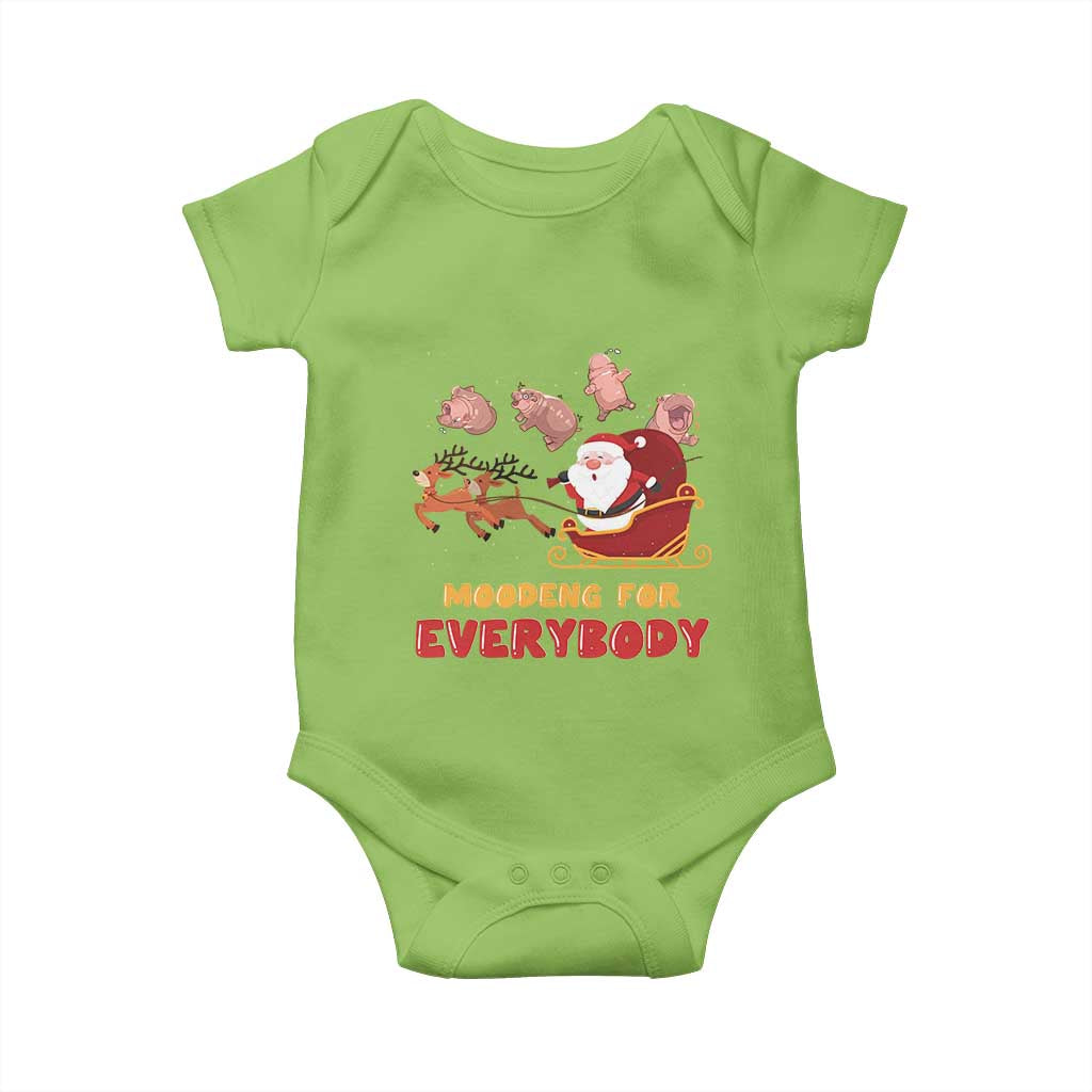 Funny Christmas Moo Deng For Everyone Baby Onesie Cute Baby Hippo Santa Reindeer TS09 Lime Print Your Wear