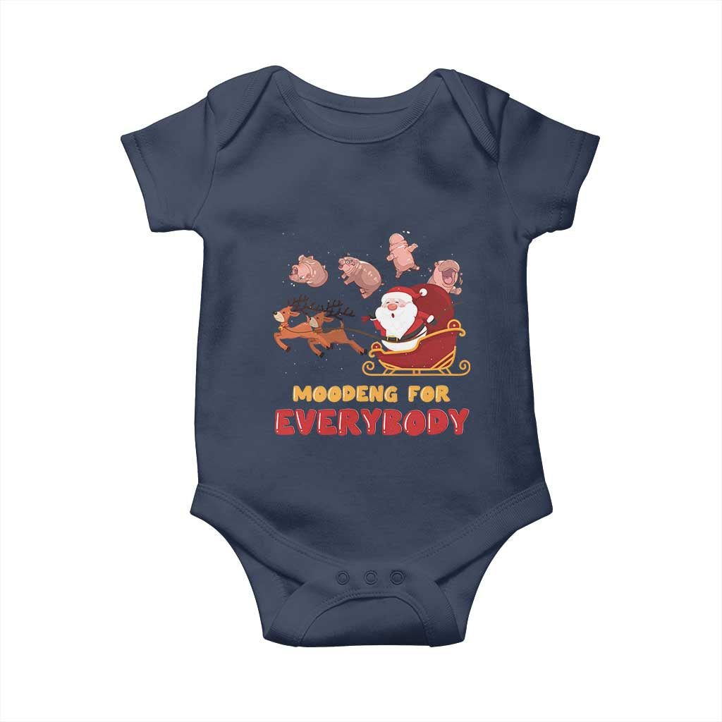 Funny Christmas Moo Deng For Everyone Baby Onesie Cute Baby Hippo Santa Reindeer TS09 Navy Print Your Wear