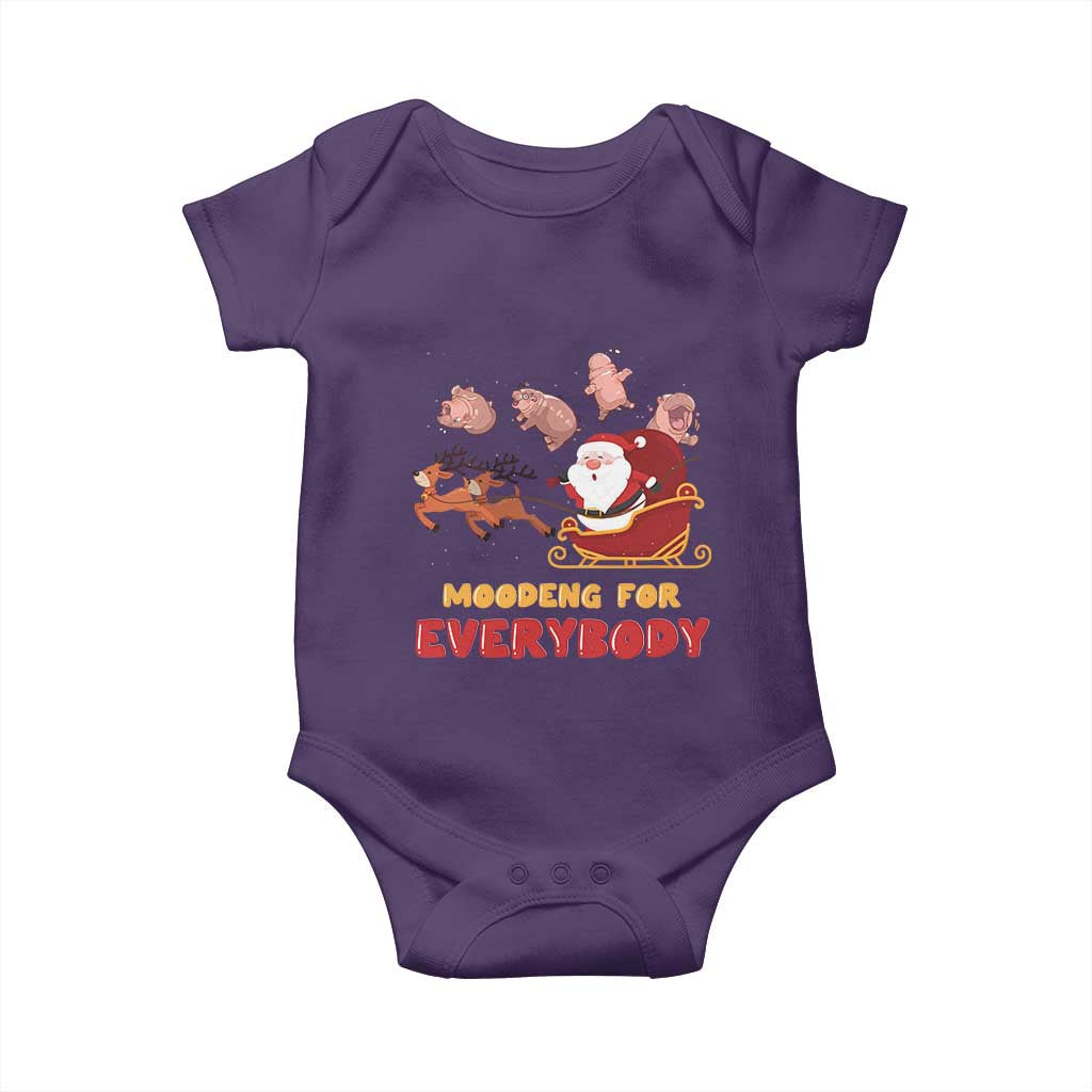 Funny Christmas Moo Deng For Everyone Baby Onesie Cute Baby Hippo Santa Reindeer TS09 Purple Print Your Wear