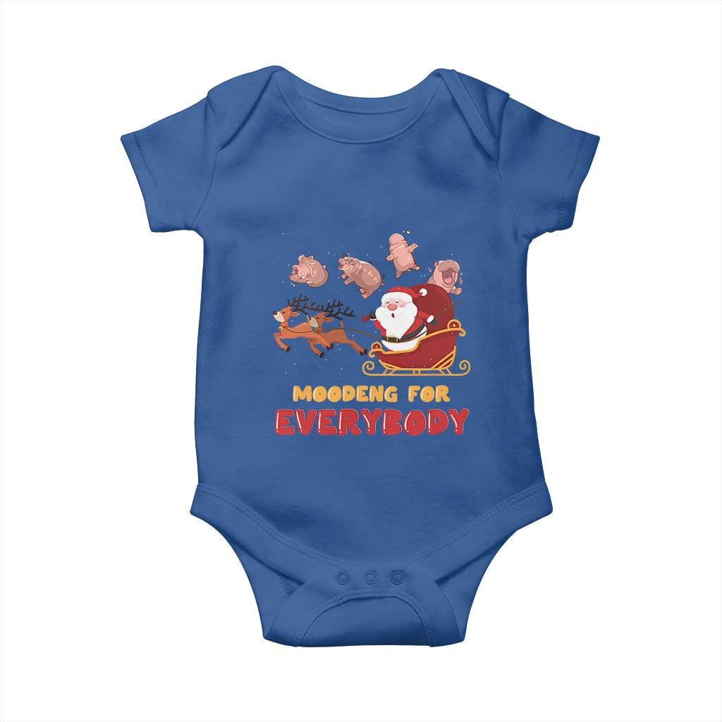 Funny Christmas Moo Deng For Everyone Baby Onesie Cute Baby Hippo Santa Reindeer TS09 Royal Blue Print Your Wear