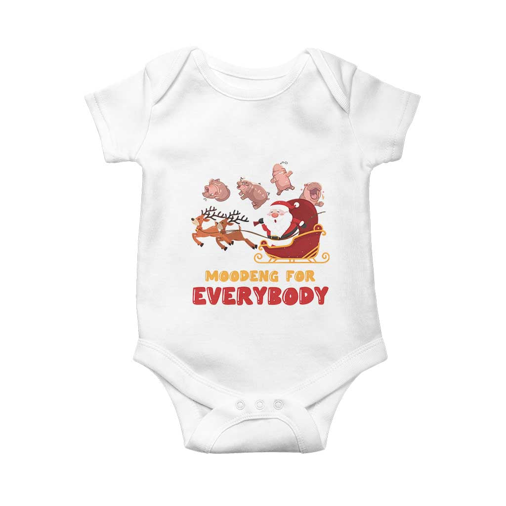 Funny Christmas Moo Deng For Everyone Baby Onesie Cute Baby Hippo Santa Reindeer TS09 White Print Your Wear