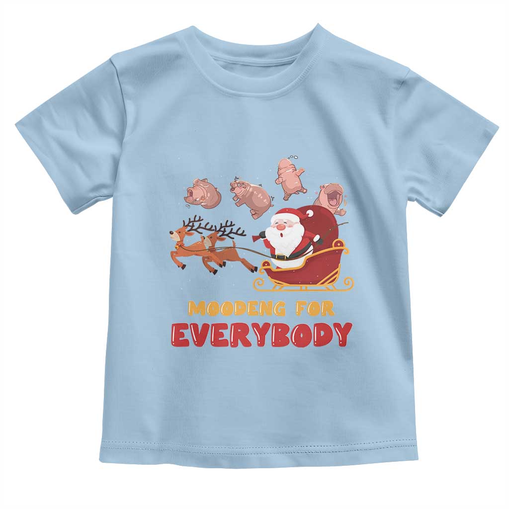 Funny Christmas Moo Deng For Everyone Baby Shirt Cute Baby Hippo Santa Reindeer TS09 Light Blue Print Your Wear
