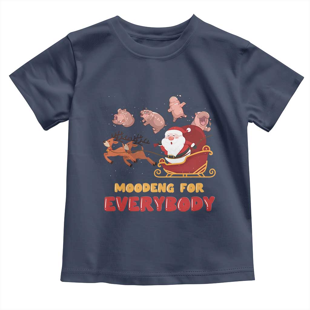 Funny Christmas Moo Deng For Everyone Baby Shirt Cute Baby Hippo Santa Reindeer TS09 Navy Print Your Wear
