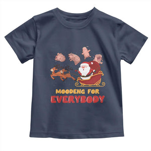 Funny Christmas Moo Deng For Everyone Baby Shirt Cute Baby Hippo Santa Reindeer TS09 Navy Print Your Wear