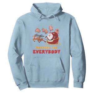 Funny Christmas Moo Deng For Everyone Hoodie Cute Baby Hippo Santa Reindeer TS09 Light Blue Print Your Wear