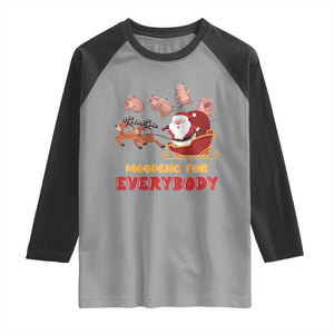 Funny Christmas Moo Deng For Everyone Raglan Shirt Cute Baby Hippo Santa Reindeer TS09 Sport Gray Black Print Your Wear