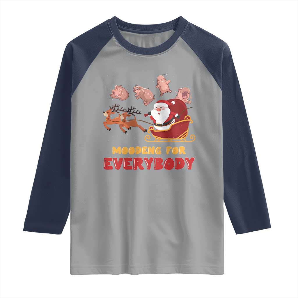 Funny Christmas Moo Deng For Everyone Raglan Shirt Cute Baby Hippo Santa Reindeer TS09 Sport Gray Navy Print Your Wear