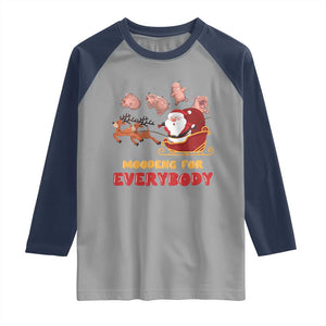 Funny Christmas Moo Deng For Everyone Raglan Shirt Cute Baby Hippo Santa Reindeer TS09 Sport Gray Navy Print Your Wear