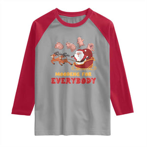 Funny Christmas Moo Deng For Everyone Raglan Shirt Cute Baby Hippo Santa Reindeer TS09 Sport Gray Red Print Your Wear