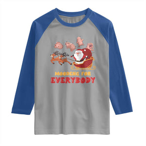 Funny Christmas Moo Deng For Everyone Raglan Shirt Cute Baby Hippo Santa Reindeer TS09 Sport Gray Royal Print Your Wear