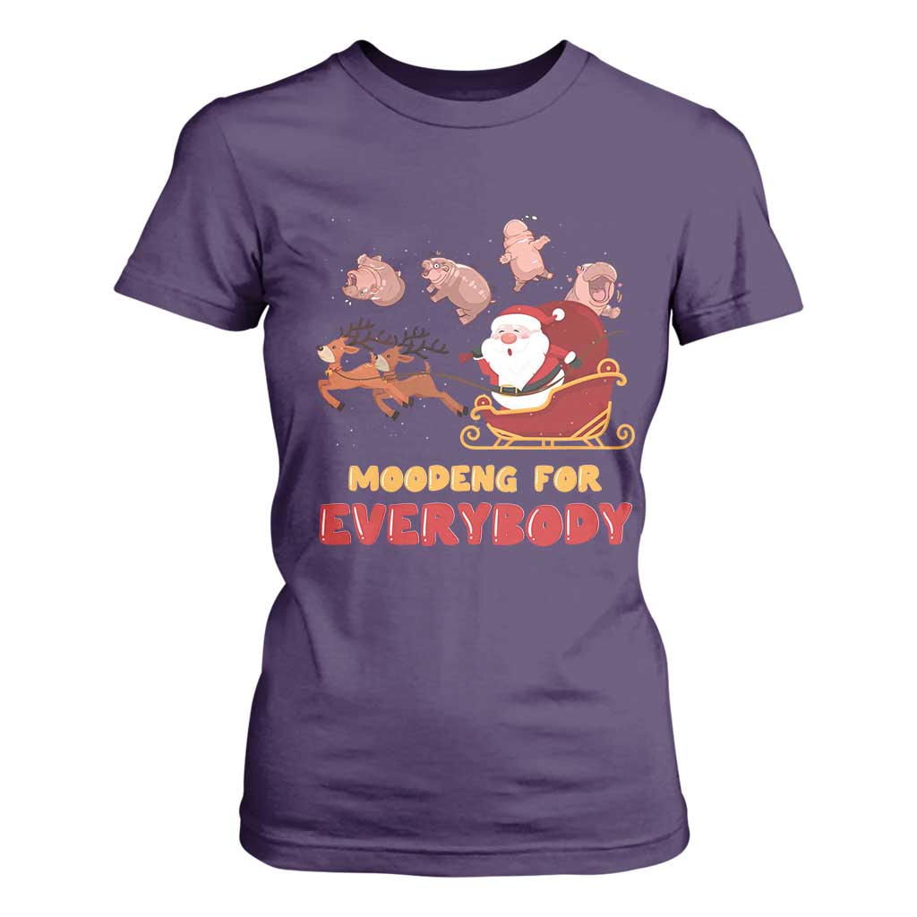 Funny Christmas Moo Deng For Everyone T Shirt For Women Cute Baby Hippo Santa Reindeer TS09 Purple Print Your Wear