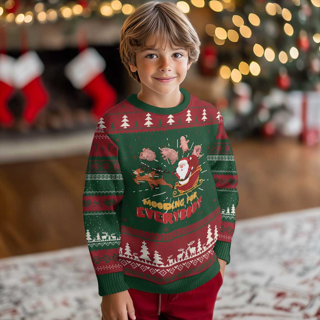 Funny Xmas Moo Deng For Everyone Ugly Christmas Sweater Cute Baby Hippo Santa Reindeer TS09 Christmas Print Your Wear