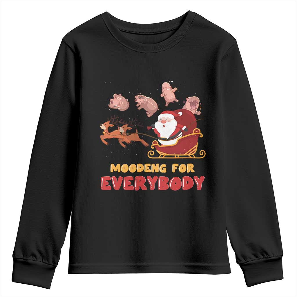 Funny Christmas Moo Deng For Everyone Youth Sweatshirt Cute Baby Hippo Santa Reindeer TS09 Black Print Your Wear