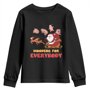 Funny Christmas Moo Deng For Everyone Youth Sweatshirt Cute Baby Hippo Santa Reindeer TS09 Black Print Your Wear