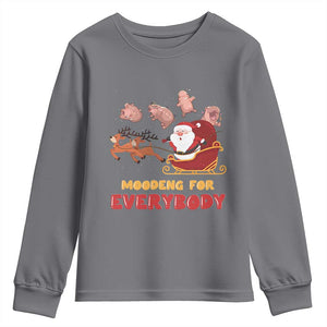 Funny Christmas Moo Deng For Everyone Youth Sweatshirt Cute Baby Hippo Santa Reindeer TS09 Charcoal Print Your Wear