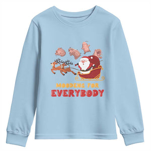 Funny Christmas Moo Deng For Everyone Youth Sweatshirt Cute Baby Hippo Santa Reindeer TS09 Light Blue Print Your Wear