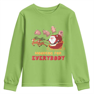 Funny Christmas Moo Deng For Everyone Youth Sweatshirt Cute Baby Hippo Santa Reindeer TS09 Lime Print Your Wear