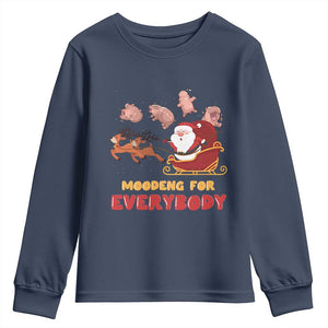 Funny Christmas Moo Deng For Everyone Youth Sweatshirt Cute Baby Hippo Santa Reindeer TS09 Navy Print Your Wear